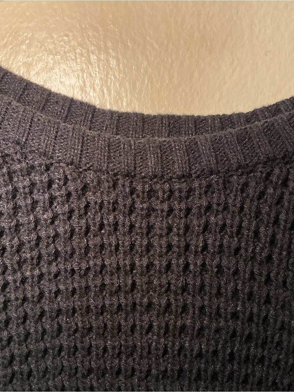 Aqua Black Cropped Waffle-Knit Crew Sweater with Silver Zippers - Picture 6 of 8